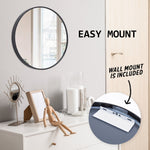 La Bella Round Bathroom Wall Mirror Black |  V274-FT-BM-ALUR-BK50