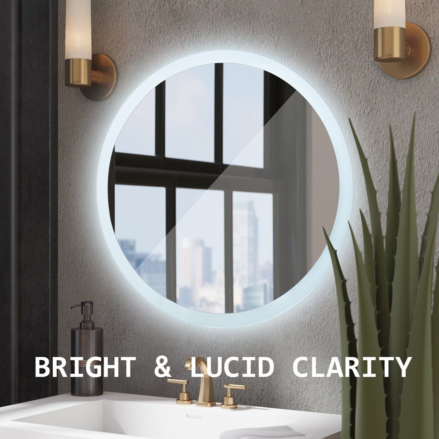 La Bella Round LED Bathroom Wall Mirror  | V274-FT-BM-LEDR