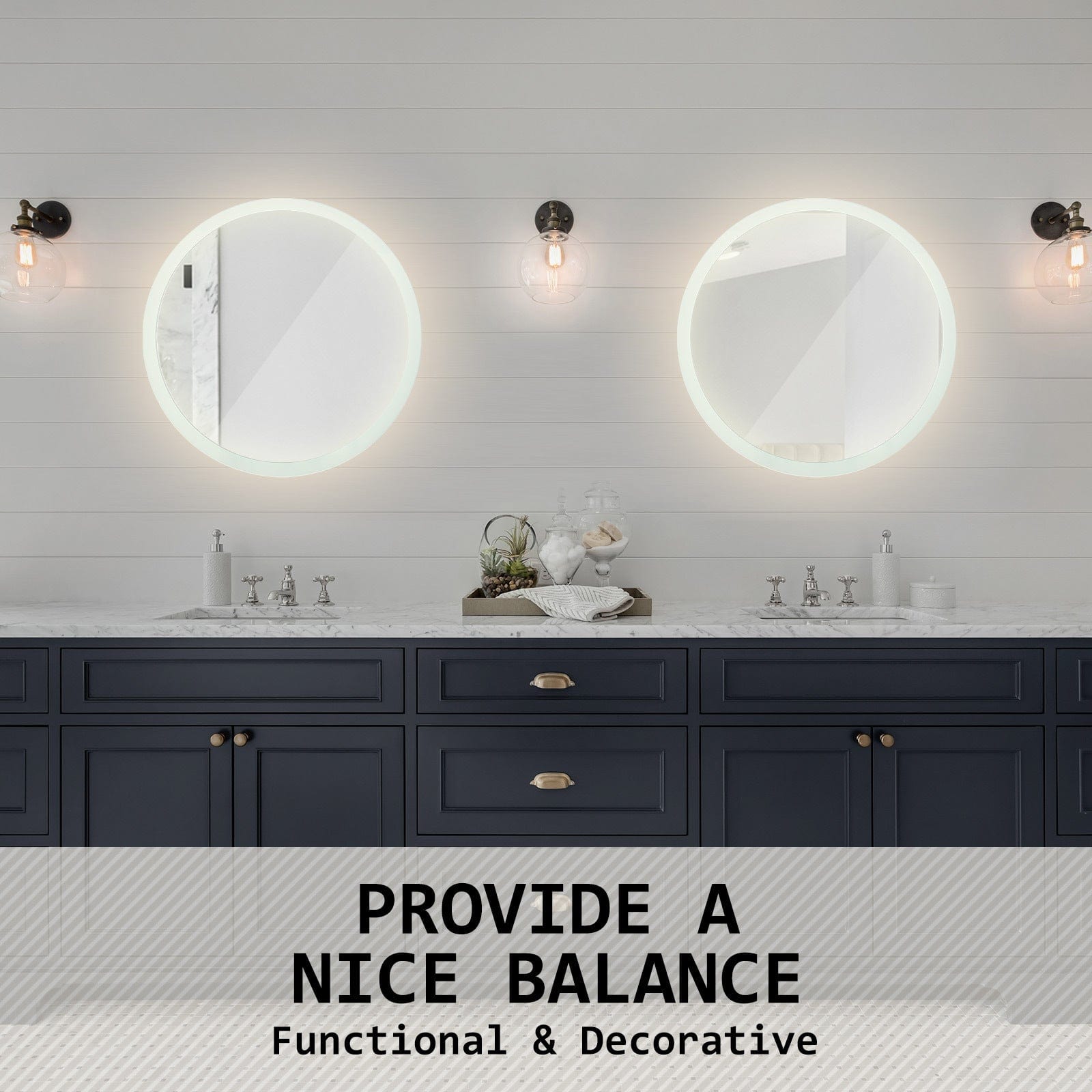 La Bella Round LED Bathroom Wall Mirror  | V274-FT-BM-LEDR