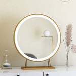 Gold Round LED Makeup Mirror Desktop  V324-CS-HOMIRGD403