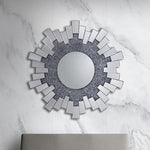 Salem Round Sunburst Wall Mirror Crystal Silver & Grey 100cm V43-MRR-06