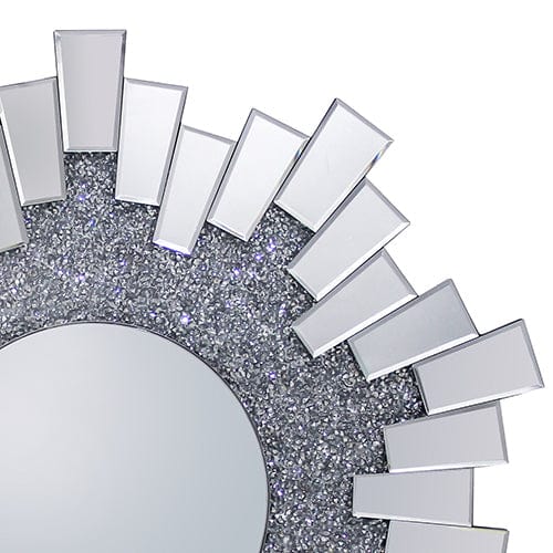 Salem Round Sunburst Wall Mirror Crystal Silver & Grey 100cm V43-MRR-06