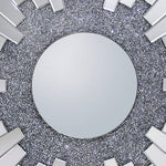 Salem Round Sunburst Wall Mirror Crystal Silver & Grey 100cm V43-MRR-06