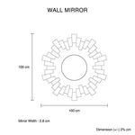 Salem Round Sunburst Wall Mirror Crystal Silver & Grey 100cm V43-MRR-06