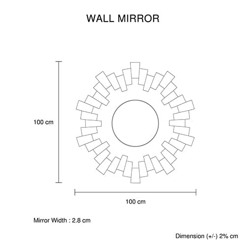 Salem Round Sunburst Wall Mirror Crystal Silver & Grey 100cm V43-MRR-06