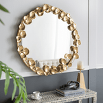 Philbee Interiors Eris Gold Leaf Round Wall Mirror 90x90cm 86335DS