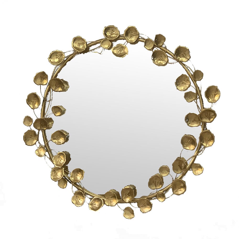 Philbee Interiors Eris Gold Leaf Round Wall Mirror 90x90cm 86335DS