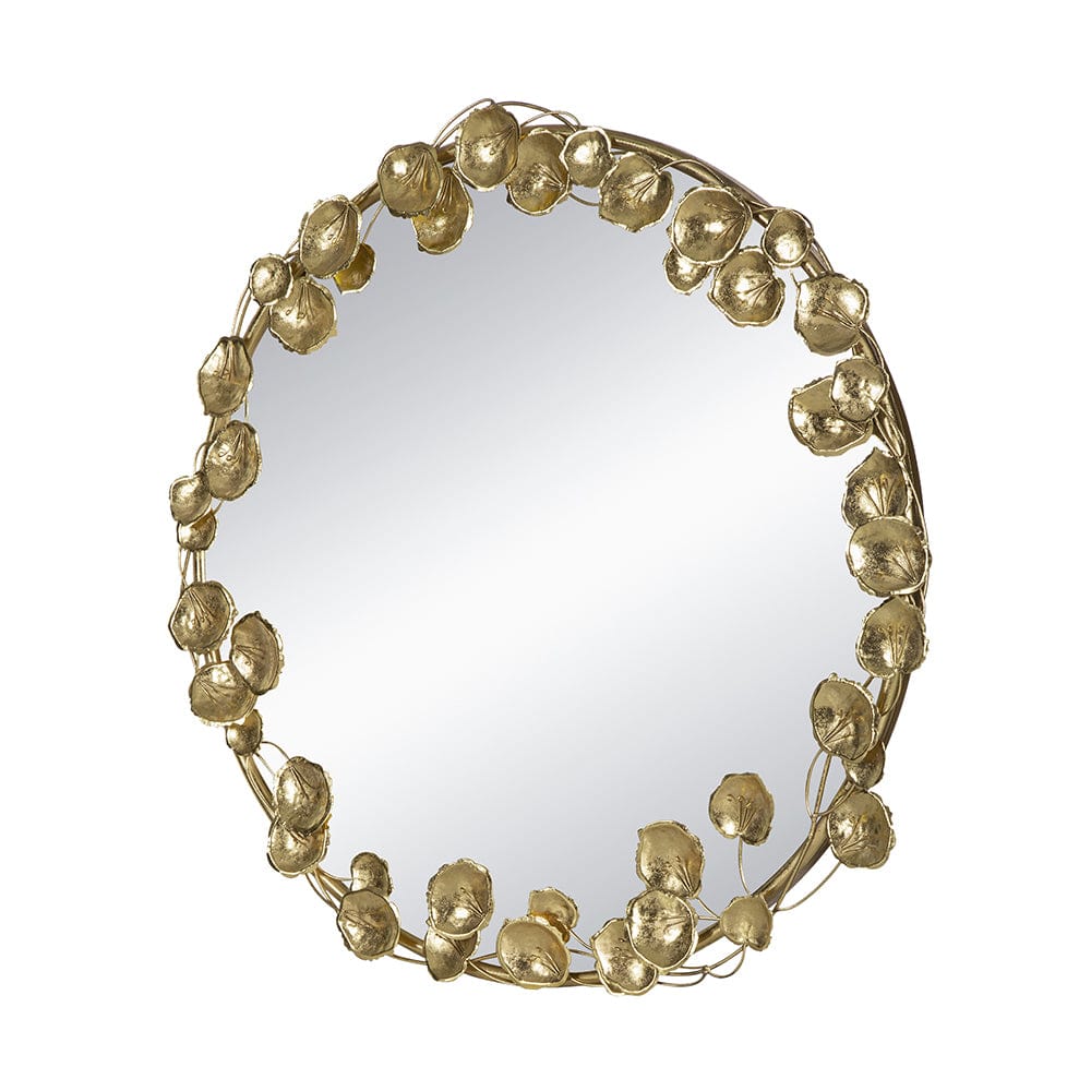 Philbee Interiors Eris Gold Leaf Round Wall Mirror 90x90cm 86335DS