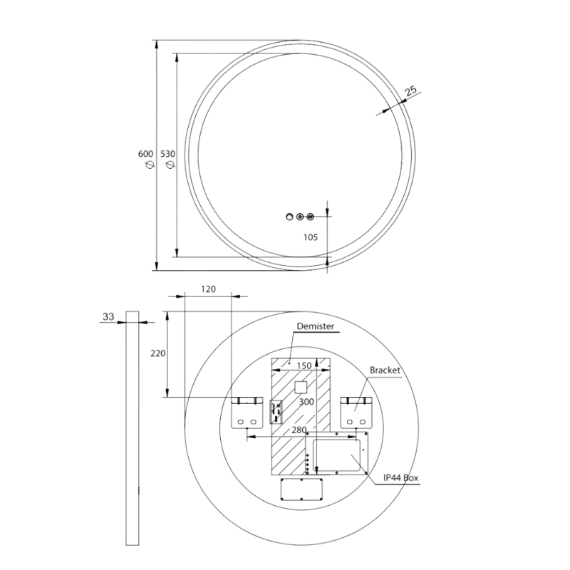 Remer Remer Eclipse 600DD Dimmable Round LED Mirror E60DD - Free Shipping