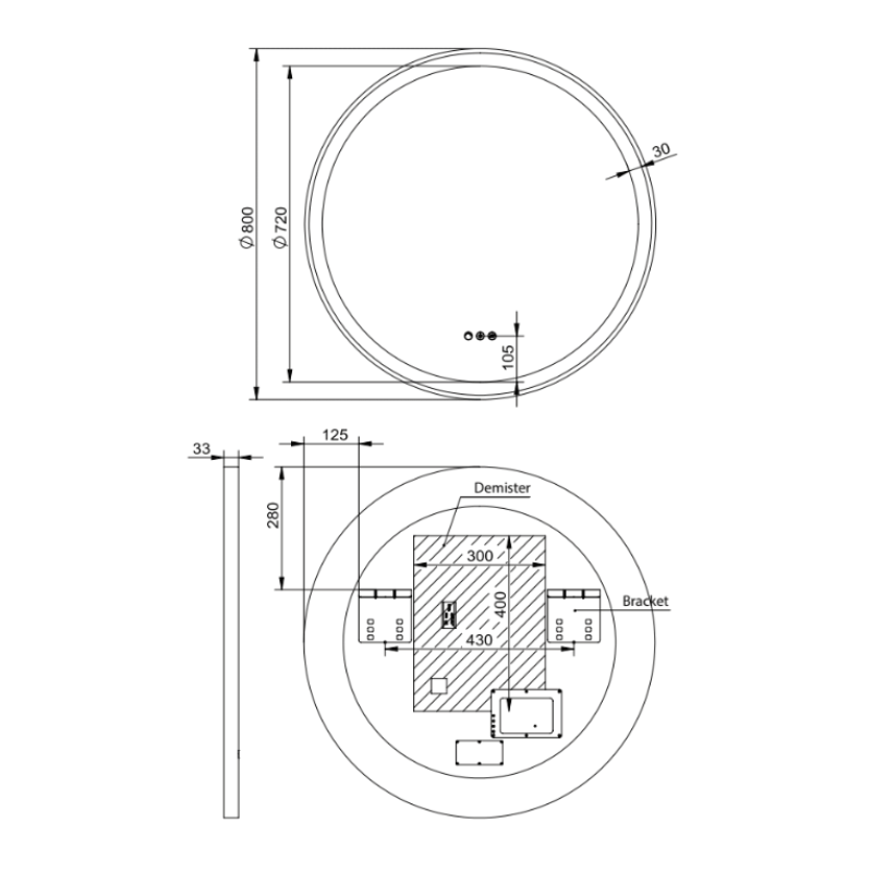 Remer Remer Eclipse 800DD Round LED Mirror E80DD - Free Shipping