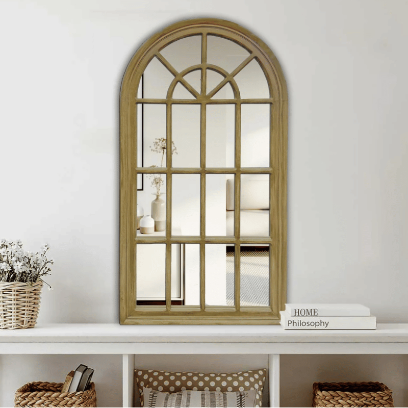 Style By Inspiration Brown Arch Window Style Mirror V292-MIRR-ARCH003